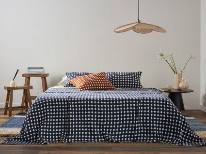 Покрывало Tkano Essential Polka dots темно-синее 180х250